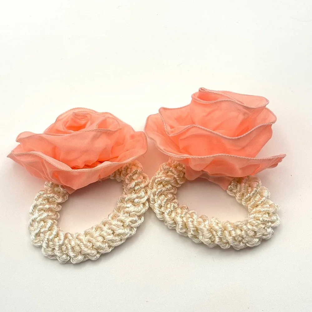 Vintage Rosette Hair Tie Coiled Elastic Ponytail Holders Cottagecore‎ Coquette